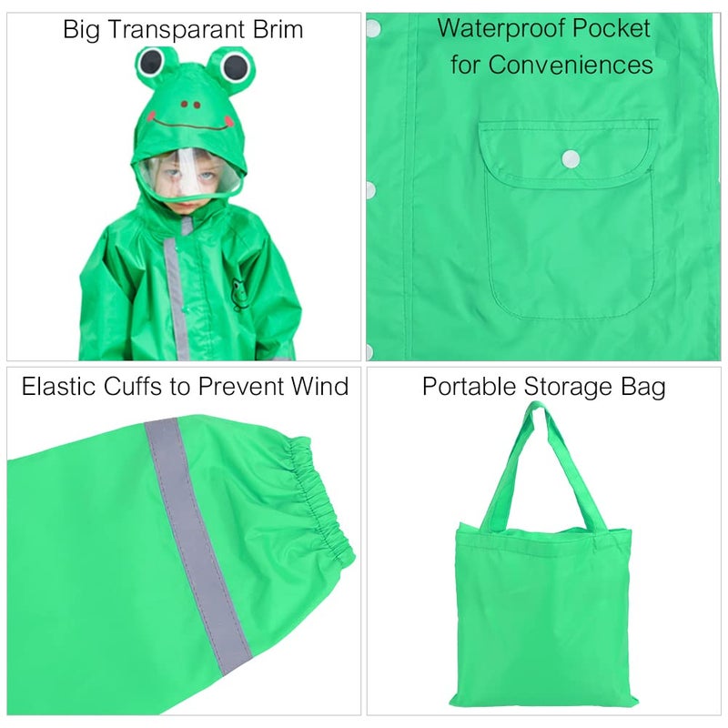 SSAWcasa Rain Poncho Kids with Hood, Toddler Boys Rain Jacket Coat Girls, Waterproof Children Baby Raincoat Rainwear Gear Outerwear - Image 3